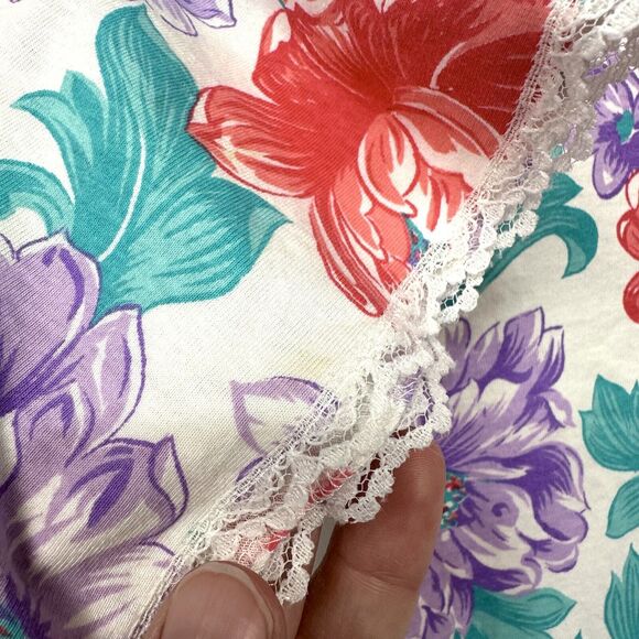 VTG Night Star Purple/Red Flower Short Night Gown Made in America Size Medium - Picture 7 of 7